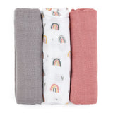 PETITE&MARS muslino vystyklai 3vnt. 68x68, Moussy - Rose Rainbows