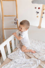 BAMBOOM bodžiukas trumpomis rankovėmis - White 6 mėn