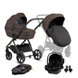 Tutis Uno6+ universalus vežimėlis kūdikiams 4in1 (147) + Tutis Elo Lux i-Size autokėdutė ir Isofix bazė