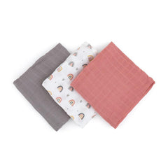 PETITE&MARS muslino vystyklai 3vnt. 68x68, Moussy - Rose Rainbows