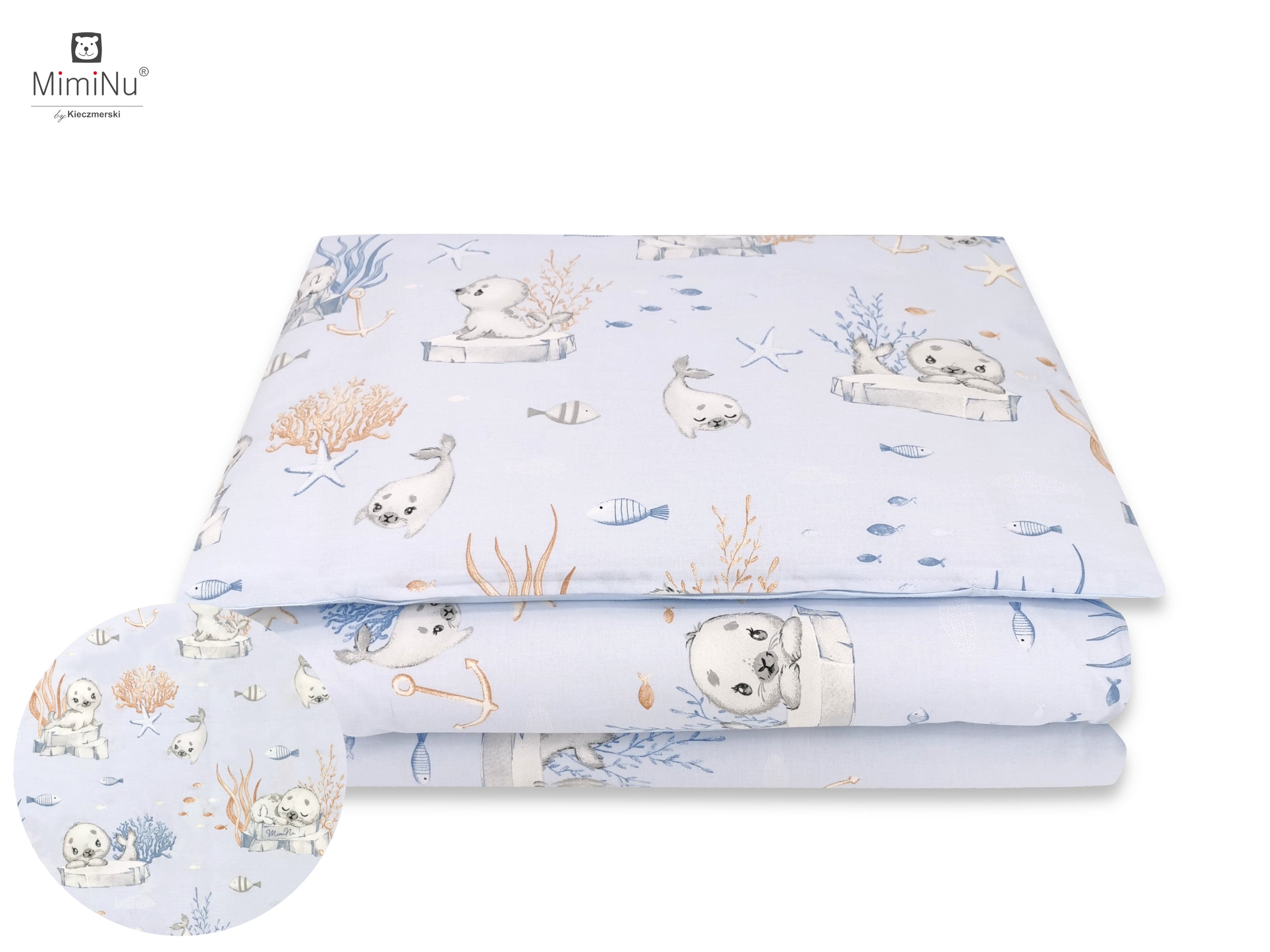 MimiNu patalynės komplektas 2dalių - Ruonis - 120x90cm, 40x60cm