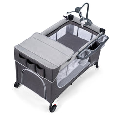 Kinderkraft - Kelioninė lovelė su aksesuarais LEODY, Grey