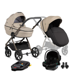 Tutis Uno6+ universalus vežimėlis kūdikiams 4in1 (146) + Tutis Elo Lux i-Size autokėdutė ir Isofix bazė