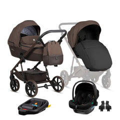 Tutis Viva6+ universalus vežimėlis kūdikiams 4in1 (067)) + Tutis Elo Lux i-Size autokėdutė ir Isofix bazė