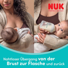 NUK Perfect Match stikliniai buteliukai kūdikiams, 4 vnt., 120 ml ir 230 ml, su silikoniniais žindukais