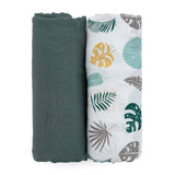 PETITE&MARS muslino vystyklai 2vnt. 120x120, Green Leaves