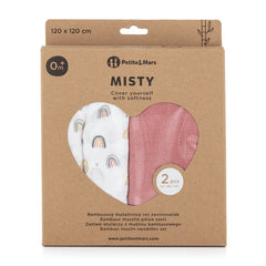 PETITE&MARS muslino vystyklai 2vnt. 120x120, Rose Rainbows