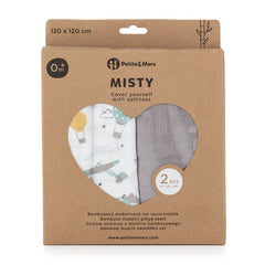 PETITE&MARS muslino vystyklai 2vnt. 120x120, Grey Planes