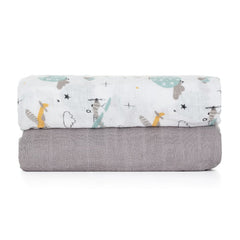 PETITE&MARS muslino vystyklai 2vnt. 120x120, Grey Planes