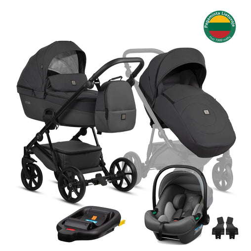 Tutis Viva⁵ universalus vežimėlis kūdikiams 4in1 (072) + Tutis Elo Lux i-Size autokėdutė ir Isofix bazė
