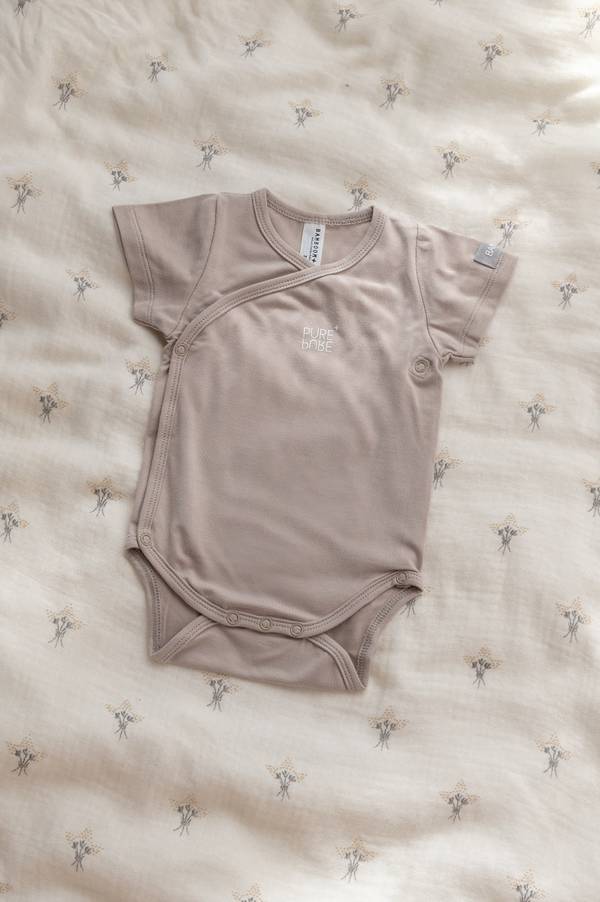 BAMBOOM bodžiukas trumpomis rankovėmis - Sabbia 6 mėn