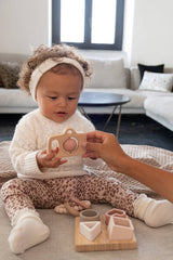 BAMBOOM bambuko - silikono dėlionė Heart, Pink