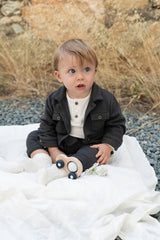 BAMBOOM medinė - silikoninė mašinėlė, Blue