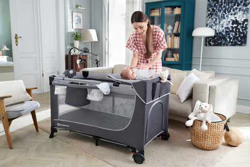 Kinderkraft - Kelioninė lovelė su aksesuarais LEODY, Grey