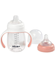 Beaba mokomasis buteliukas-gertuvė 2in1, 210 ml, old pink