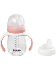 Beaba mokomasis buteliukas-gertuvė 2in1, 210 ml, old pink