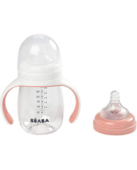 Beaba mokomasis buteliukas-gertuvė 2in1, 210 ml, old pink