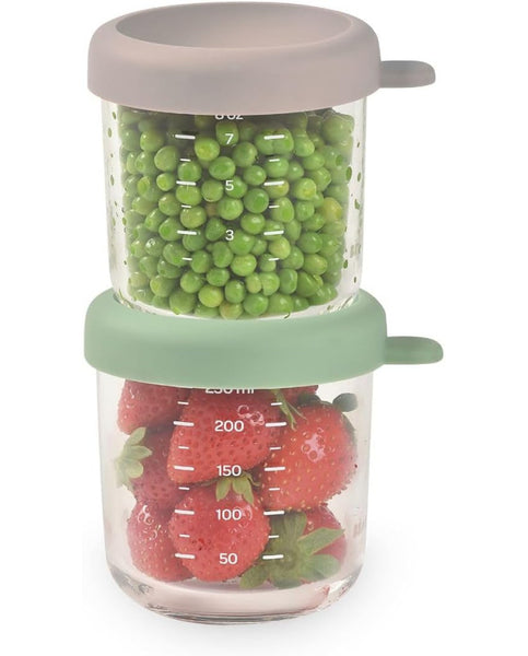 Beaba 2vnt. Stiklinių indelių rinkinys - Spalva - Sage Green / Grey