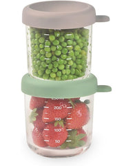 Beaba 2vnt. Stiklinių indelių rinkinys - Spalva - Sage Green / Grey