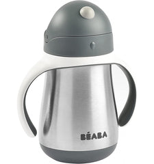 Beaba Metalinė gertuvė su šiaudeliu 250ml - spalva - mineral grey