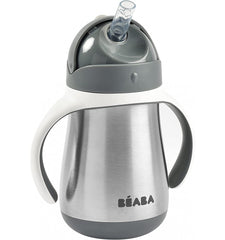 Beaba Metalinė gertuvė su šiaudeliu 250ml - spalva - mineral grey