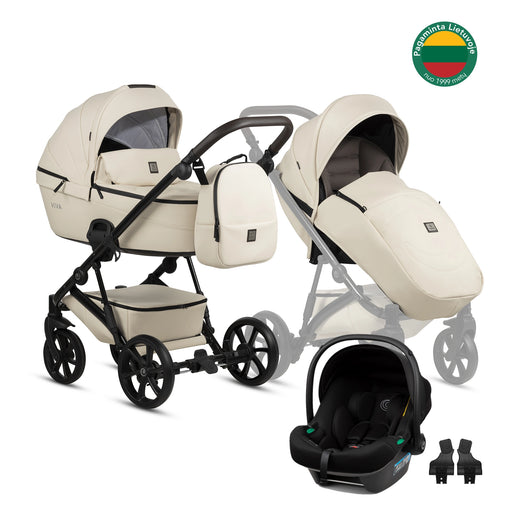 Tutis Viva⁵ Leather universalus vežimėlis kūdikiams 3in1 (086) + Tutis Elo Lux i-Size autokėdutė