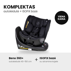Tutis Beno 360+ (40–150 cm) autokėdutė su ISOFIX baze - Spalva - Black