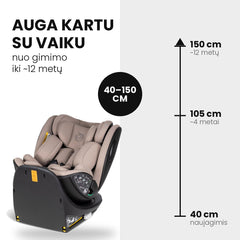 Tutis Beno 360+ (40–150 cm) autokėdutė su ISOFIX baze - Spalva - Latte