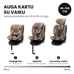 Tutis Beno 360+ (40–150 cm) autokėdutė su ISOFIX baze - Spalva - Latte