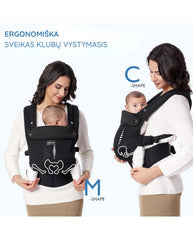 Momcozy ergonominė kūdikių nešioklė su tinkleliu, Black