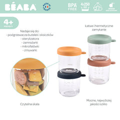 Beaba 4vnt. Stiklinių indelių rinkinys, Sunrise