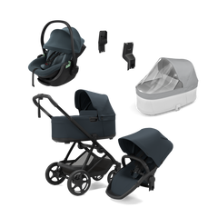 Thule Charm universalus vežimėlis 3in1 Darkest Blue + Thule Maple Connect Darkest Blue autokėdutė