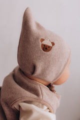 Wooly Organic siuvinėta nykštuko kepurėlė GOTS, Light Taupe