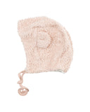 Wooly Organic pliušinė kepurė su meškiuko ausytėmis ir merino vilnos pamušalu, Pale Blush