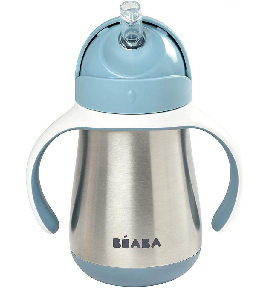 Beaba Metalinė gertuvė su šiaudeliu 250ml - spalva - windy blue
