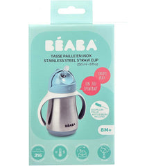 Beaba Metalinė gertuvė su šiaudeliu 250ml - spalva - windy blue