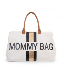 Childhome didelis mamos krepšys Mommy bag, Off white stripes Black/Gold