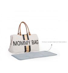 Childhome didelis mamos krepšys Mommy bag, Off white stripes Black/Gold