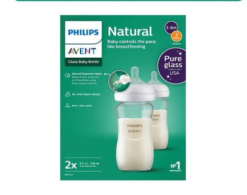 PHILIPS AVENT stikliniai  buteliukai Natural Response SCY933/02, 1+ mėn, 240 ml, 2 vnt.