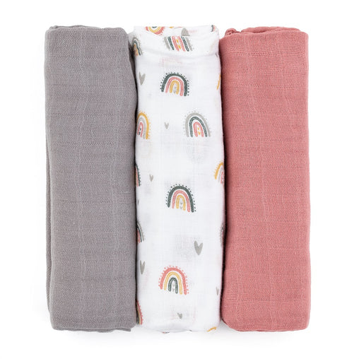 PETITE&MARS muslino vystyklai 3vnt. 68x68, Moussy - Rose Rainbows