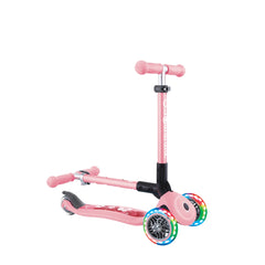Globber paspirtukas Junior Foldable Lights - Pastelinis rožinis