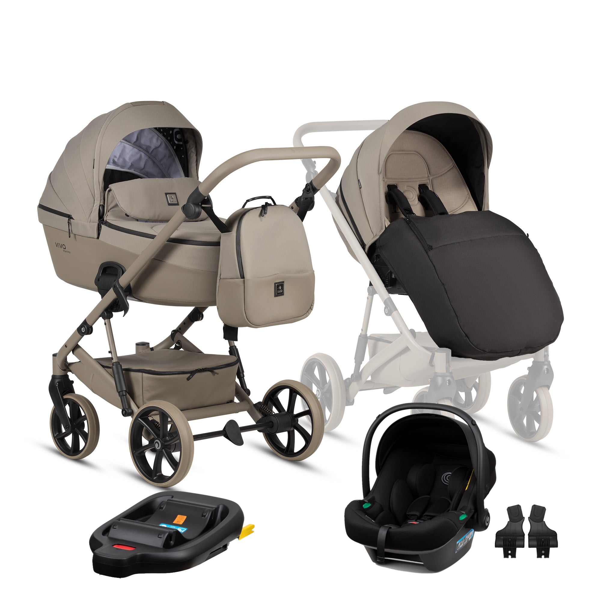 Tutis Viva6+ universalus vežimėlis 4in1 (068) + Tutis Elo Lux i-Size autokėdutė