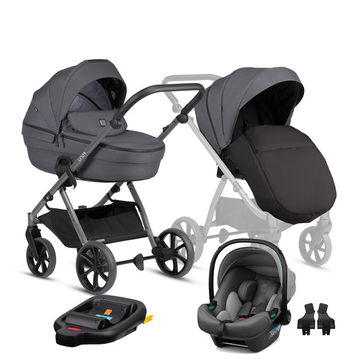 Tutis Uno6+ universalus vežimėlis kūdikiams 4in1 (169)) + Tutis Elo Lux i-Size autokėdutė ir Isofix bazė