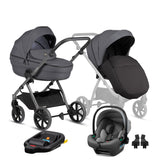 Tutis Uno6+ universalus vežimėlis kūdikiams 4in1 (169)) + Tutis Elo Lux i-Size autokėdutė ir Isofix bazė