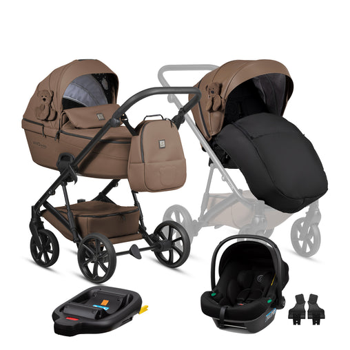 Tutis Viva6+ Teddy Limited Edition universalus vežimėlis 4in1 (110) + Tutis Elo Lux i-Size autokėdutė