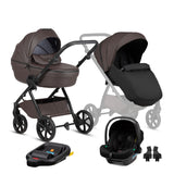 Tutis Uno6+ Leather universalus vežimėlis kūdikiams 4in1 (177) + Tutis Elo Lux i-Size autokėdutė ir Isofix bazė