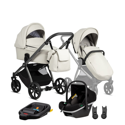 Tutis Mio Leather kūdikių vežimėlis 4in1 (057) + autokėdutė ir isofix bazė