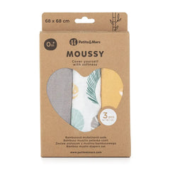 PETITE&MARS muslino vystyklai 3vnt. 68x68, Moussy - Ochre Leaves