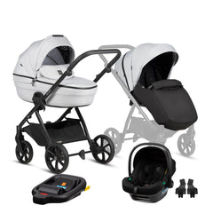 Tutis Uno6+ universalus vežimėlis kūdikiams 4in1 (142) + Tutis Elo Lux i-Size autokėdutė ir Isofix bazė