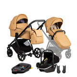 Tutis Mio Leather kūdikių vežimėlis 4in1 (038) + autokėdutė ir isofix bazė